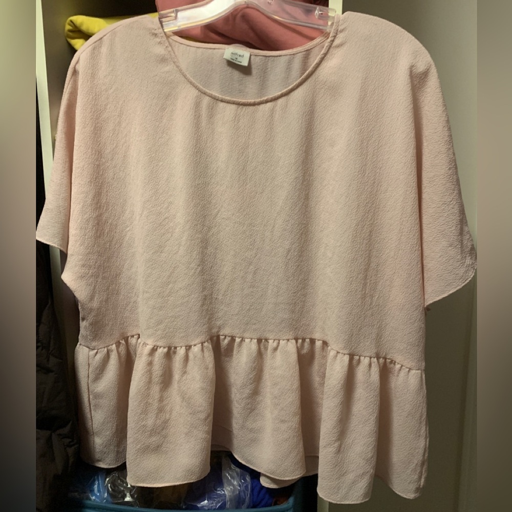 Wilfred Soft Blush Peplum Short Sleeve Tunic